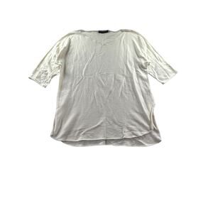 Peruvian Connection Sweater Womens Medium White 3/4 Sleeve Cotton Quiet Luxury